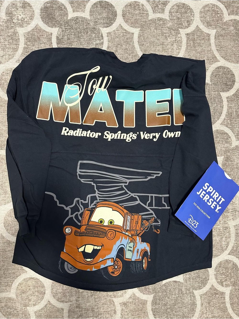 Disney D23 Sunday Exclusive Cars Tow Mater Spirit Jersey Size Large.